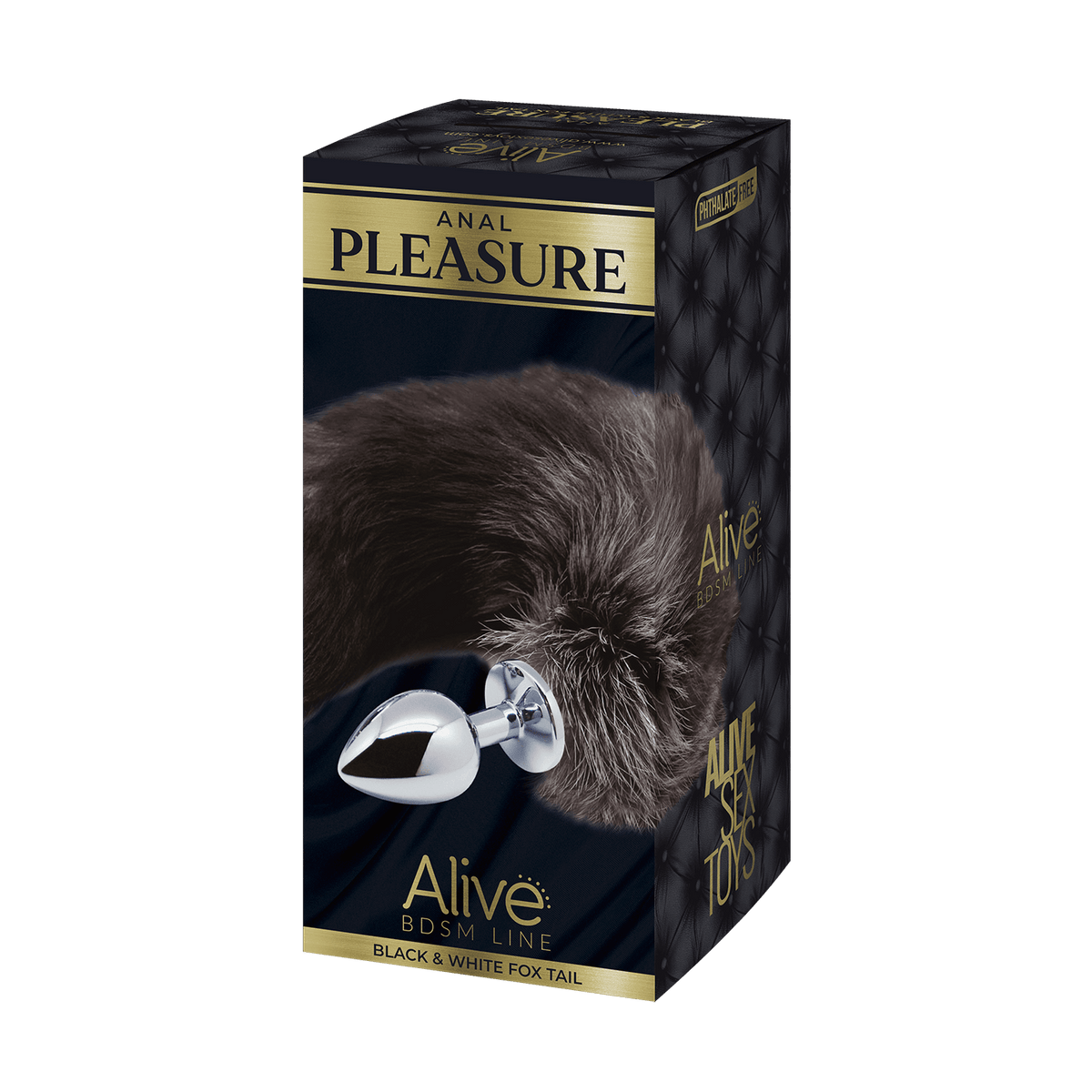 Alive - Plug Anale in Metallo con Coda Volpe Taglia M - Bianca e Nera